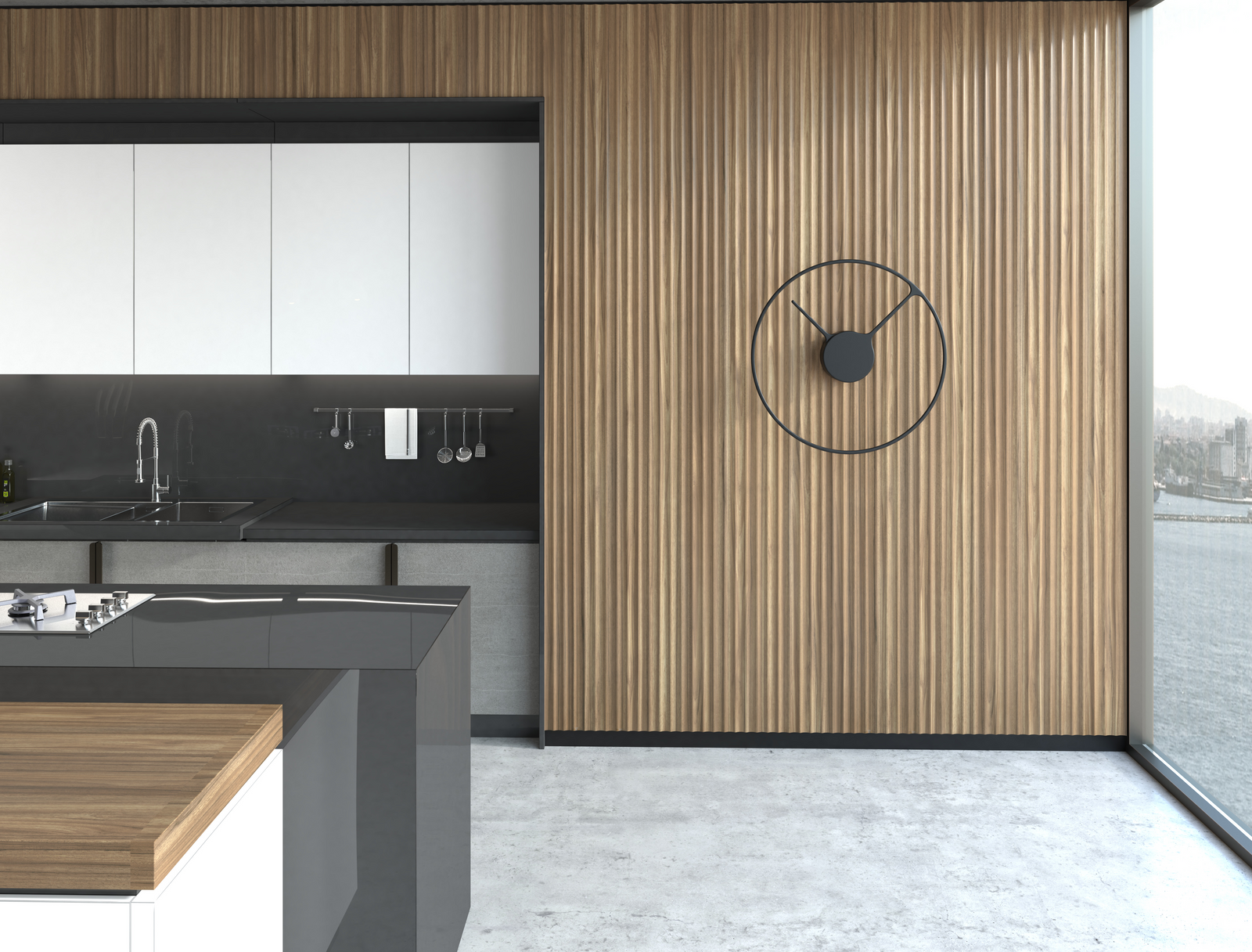 Stylish wall paneling that covers every inch of the surface, designed for both visual impact and sound insulation by top interior architects.