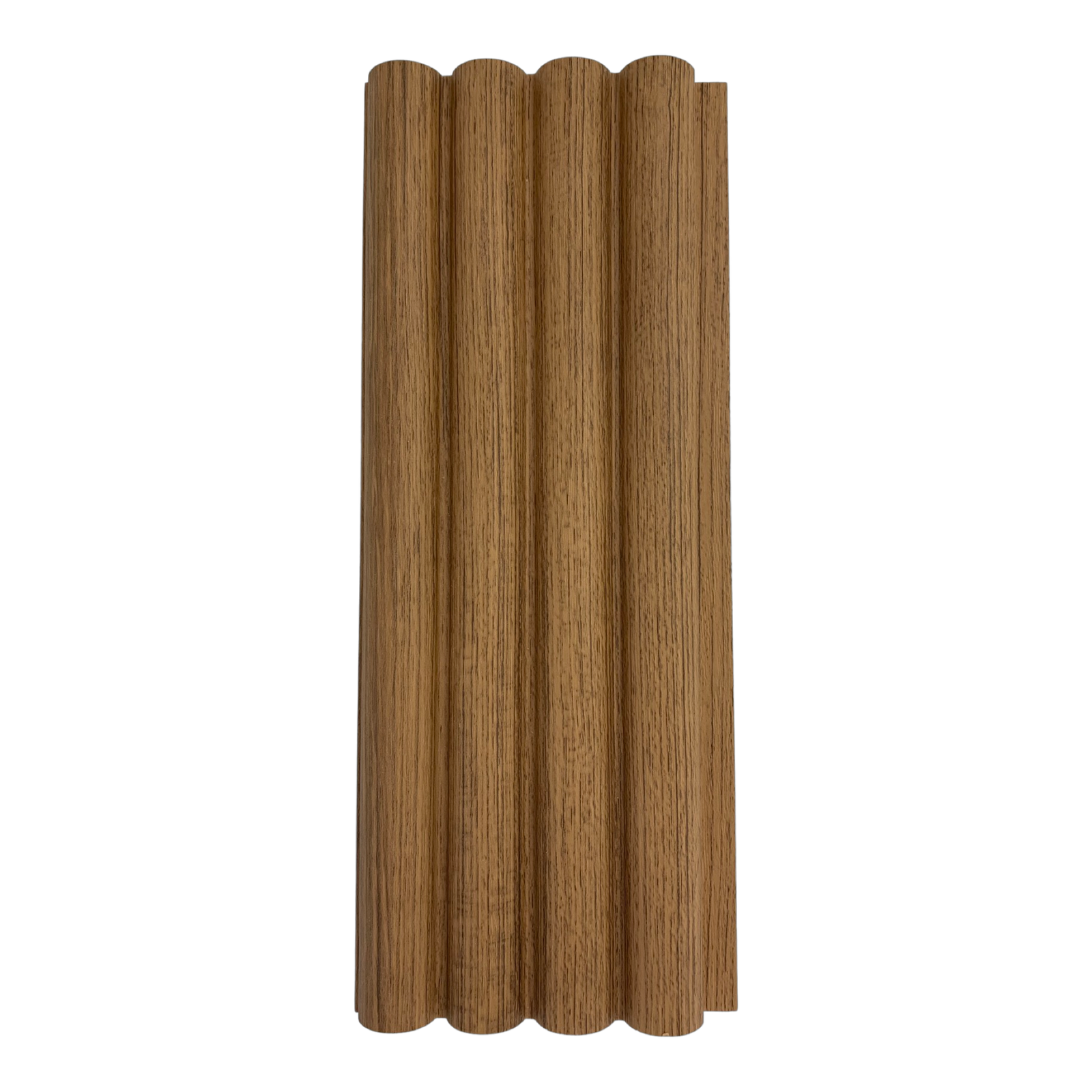 Natural Matte Teak wood profile featuring a warm golden-brown hue with a fine, smooth matte finish, ideal for creating stylish wall panels, wood panels, or decorative wall profiles that bring a refined, natural elegance to any space.